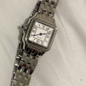 C Silver Watch with Blue Accent